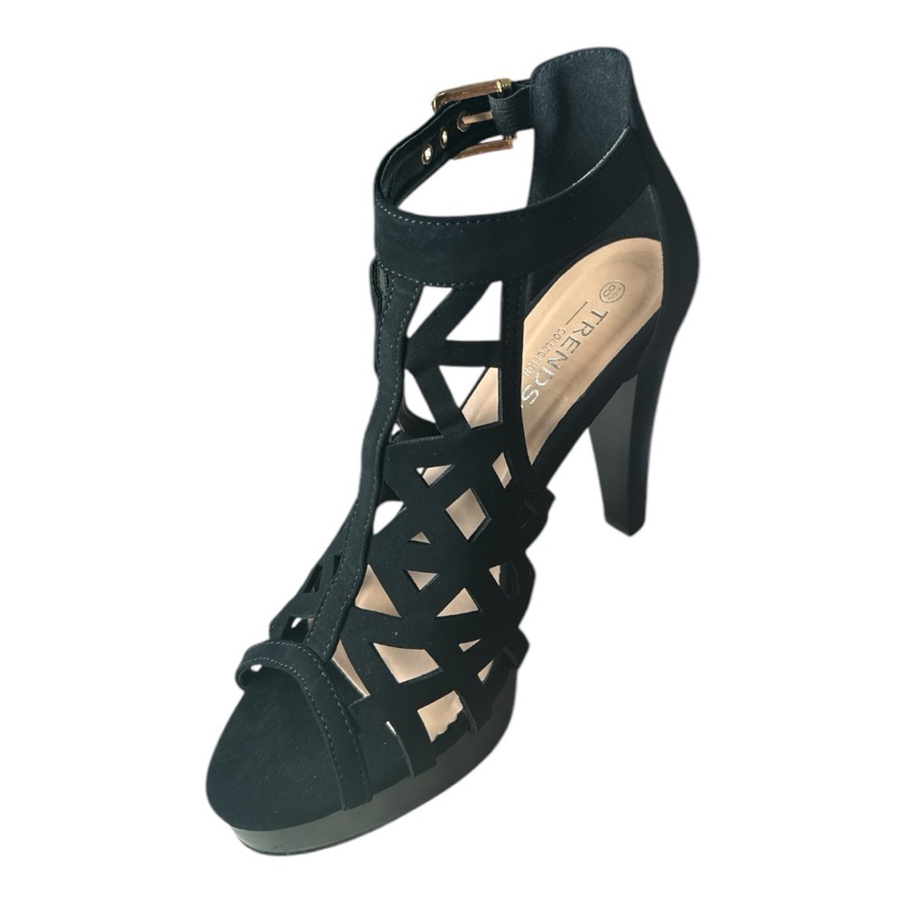 Black Strappy Stiletto Heels for Formal Occasions
